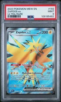 Pokemon Card Zapdos ex 192/165 Full Art Ultra Rare Scarlet & Violet 151 PSA 9 - Image 1