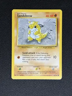 Pokemon TCG SANDSHREW 62/102 Base Set Unlimited WOTC - Image 1