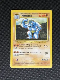 Pokemon TCG MACHOKE 34/102 Base Set Unlimited WOTC - Image 1