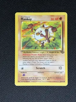 Pokemon TCG MANKEY 55/64 Jungle Set Unlimited WOTC - Image 1