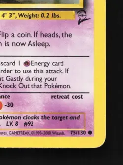 Gastly 75/130 HP Base Set 2 English Pokemon Card TCG - Image 3