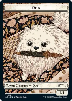 MTG English Dog / Cat Double-Sided Token NM Foil Secret Lair - Image 1