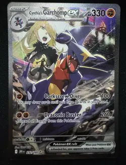 Pokemon S&V 2025 Destined Rivals Cynthia's Garchomp EX Sir Holo Card 232/182 - Image 1