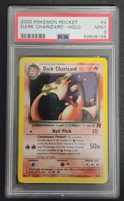 2000 POKEMON CARD ROCKET #4/82 DARK CHARIZARD-HOLO PSA 9 - Image 1