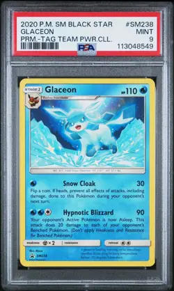 PSA 9 MINT Glaceon SM238 Black Star Promos Eeveelution Pokemon 2020 - Image 1