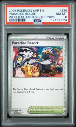 Pokemon World Championships 2025 Paradise Resort SVP EN 224 PSA 8 NM-MT - Image 1