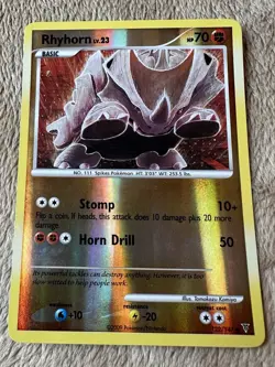 2009 Pokemon TCG Supreme Victors Rhyhorn Lv.23 Reverse Holo Card 122/147 LP - Image 1