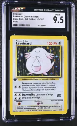 CGC 9.5 MINT+ Chansey 1999 Base Set 1st Edition 3/102 Holo FRENCH Pokemon Card - Image 1