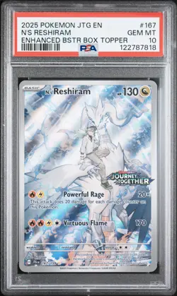 2025 POKEMON JTG EN-JOURNEY TOGETHER #167 N'S RESHIRAM PSA 10 - Image 1