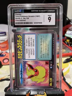 1997 Tomy Pokemon Scratch Series 2 Flareon Unscratched Cgc 9 #136 - Image 1