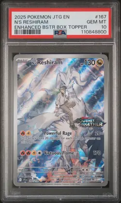 2025 POKEMON JTG EN-JOURNEY TOGETHER #167 N'S RESHIRAM PSA 10 - Image 1