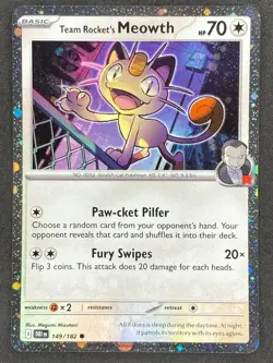 Pokemon Team Rocket's Meowth Cosmos Holo 149/182 DRI Destined Rivals NM - Image 1