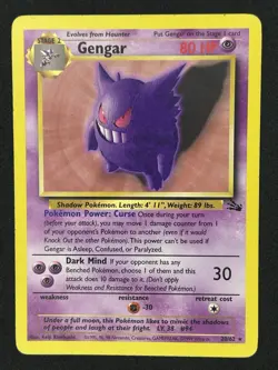Pokemon TCG Gengar 20/62 Original Non-Holo Rare, Fossil ⭐ MP ⭐ - Image 1