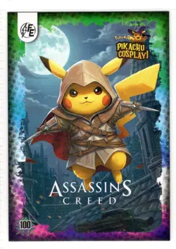 Assassins Creed (Pikachu) #100 - Galaxy Holo - Electric Pikachu Cosplay Pokemon - Image 1