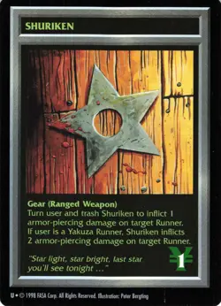 Shuriken 1998 Shadowrun TCG Gear Ranged Weapon Card - FASA Cyberpunk CCG - Image 1