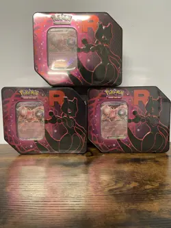 Team Rocket Mewtwo ex Tin 5 Booster Packs + Promo Card - New Sealed - Image 1