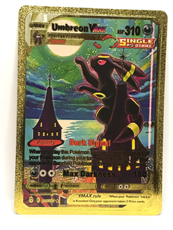 POKEMAN Gold Foil Fan Art Display Card Collection Umbreon Vmax - Image 1
