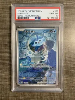 2023 POKEMON PAR EN PARADOX RIFT ILLUSTRATION RARE #189 MANTYKE PSA 10 - Image 1