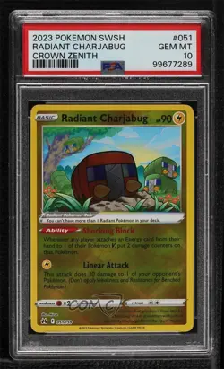 Radiant Charjabug Pokemon Sword & Shield Crown Zenith PSA 10 GEM MT - Image 1
