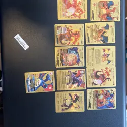11 Gold Pokemon Cards Charizard Rare Gold Cards - Image 1