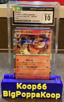 Pokemon Flareon Scarlet Violet 151 2023 Japanese Holo 136/165 CGC 10 Gem Mint - Image 1