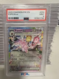 2025 POKEMON PRE EN-PRISMATIC EVOLUTIONS #034 ESPEON EX PSA 9 - Image 1