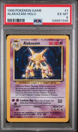 Pokemon Game 1999 Alakazam -Holo #1 PSA 6 EX-MT - Image 1