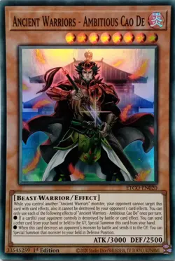 ETCO-EN020 ANCIENT WARRIORS - AMBITIOUS CAO DE SUPER RARE 1ST EDITIO YuGiOh CARD - Image 1