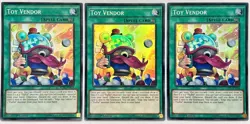 3 x FUEN-EN024 Toy Vendor - Super Rare 1st Edition LP/NM YuGiOh Cards - Image 1