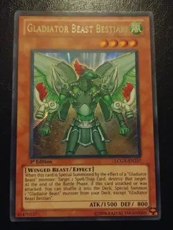 Yu-Gi-Oh! SECRET RARE HOLO CARD GLADIATOR BEAST BESTIARI LCGX-EN237 1ST NM - Image 1