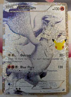 Reshiram 113/114 Pokemon TCG Celebrations Holo Full Art Ultra Rare Card NM - Image 1