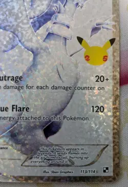 Reshiram 113/114 Pokemon TCG Celebrations Holo Full Art Ultra Rare Card NM - Image 3