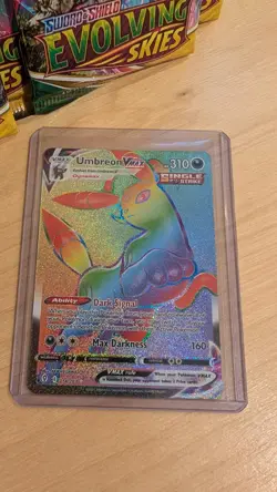 Pokemon Evolving Skies 4x Booster Pack Art Set + 4x card lot w/ Umbreon Vmax - Image 4