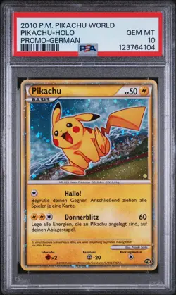 Pikachu PSA 10 Pokemon Card 2010 World Collection German Promo Holo Gem Mint - Image 1