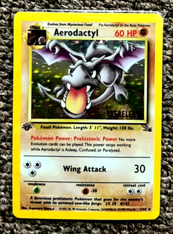 AERODACTYL 1/62 HOLO FOSSIL UNLIMITED 1999 POKEMON CARD NM - Image 1