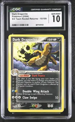 CGC 10 GEM MINT Dark Dragonite 2004 EX Team Rocket Returns 15/109 Pokemon Card - Image 1