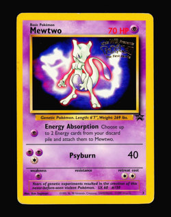 1999 Pokemon MEWTWO Black Star Promo KIDS WB Stamped Non Holo 1st Movie Card #3 - Image 1
