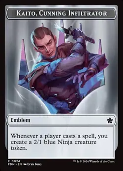 NM Foil Kaito, Cunning Infiltrator Emblem/Ninja Token Creature, MTG, Foundations - Image 1