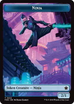 NM Foil Kaito, Cunning Infiltrator Emblem/Ninja Token Creature, MTG, Foundations - Image 2