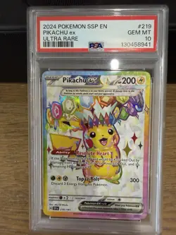 Pokemon Pikachu EX Surging Sparks #219/191 SV08 Gem Mint PSA 10 - Image 1