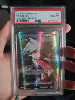 2015 Pokemon XY Ancient Origins #95 Steven FA PSA 10 Gem Mint - Image 1