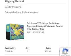 Pokemon TCG: Pokemon center exclusive Mega Ascended Heroes ETB 2/20 PRESALE - Image 1