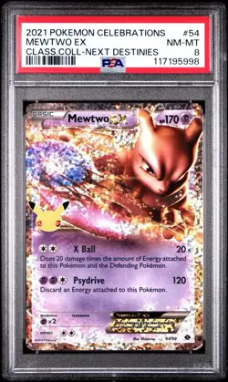 2021 Pokemon Sword & Shield Celebrations Classic Mewtwo EX #54 PSA 8 NM-MT - Image 1