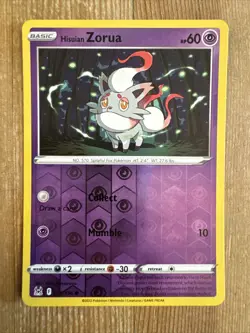 Pokemon TCG Hisuian Zorua Sword & Shield - Lost Origin 075/196 Reverse Holo - Image 1
