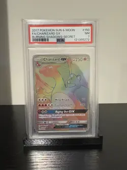 2017 Sun & Moon Burning Shadows Charizard-GX Rainbow Full Art # 150 / 147 Psa 7 - Image 1