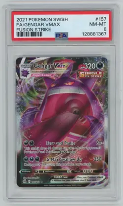 2021 Pokemon Sword & Shield Fusion Strike Gengar Vmax Full Art #157 PSA 8 - Image 1