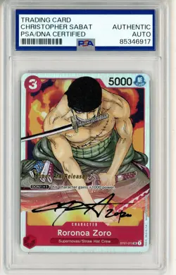 PSA Signed Christopher Sabat Roronoa Zoro ST01-013 One Piece Cards Foil - Image 1