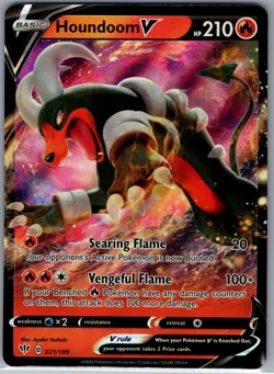 Houndoom V 021/189 SWSH03: Darkness Ablaze - Pokemon Card - NM - Image 1