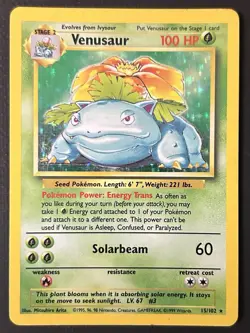 Pokemon TCG Venusaur Base Set Holo Unlimited Rare Card 15/102 - Image 1