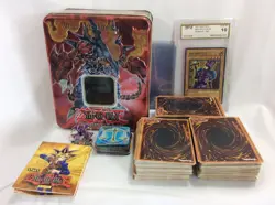 Yugioh Collection Lot 250 Cards Magnets Pin And Graded Card With Tin Box - Image 1